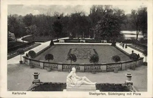 Ak Karlsruhe in Baden, Stadtgarten, Südeingang mit Flora