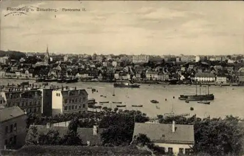 Ak Flensburg, Panorama vom Ballastberg