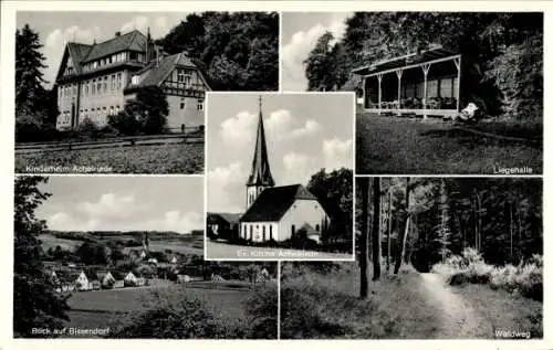 Ak Achelriede Bissendorf in Niedersachsen, Kinderheim, Liegehalle, Kirche, Ort, Waldweg