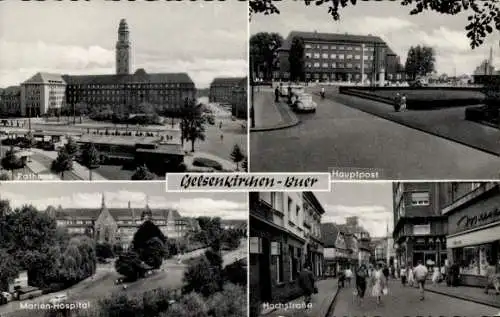 Ak Buer Gelsenkirchen im Ruhrgebiet, Rathaus, Hauptpost, Marien Hospital, Hochstraße