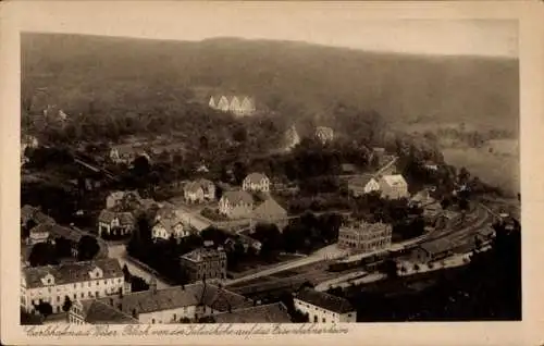 Ak Bad Karlshafen an der Weser, Blick von der Juliushöhe auf das Eisenbahnerheim