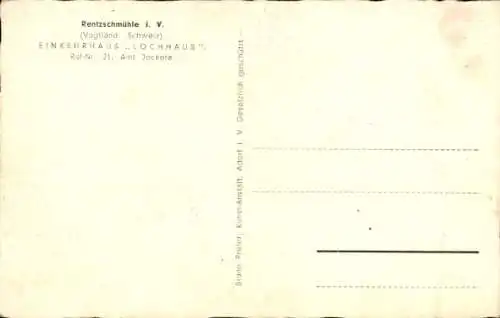 Ak Rentzschmühle Pöhl im Vogtland, Einkehrhaus "Lochhaus"