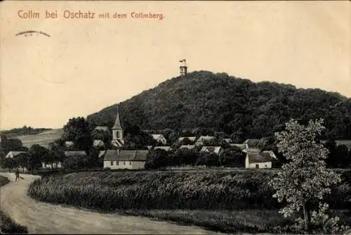 Ak Collm Wermsdorf in Sachsen, Blick auf den Ort mit dem Collmberg, Kirche