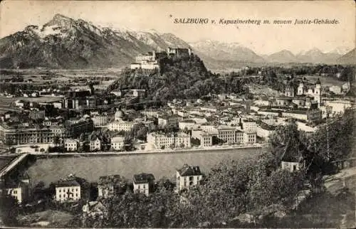 Ak Salzburg in Österreich, Blick vom Kapuzinerberg, Justiz-Gebäude