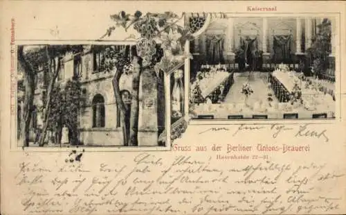 Ak Berlin Kreuzberg Hasenheide, Berliner Unions-Brauerei, Kaisersaal