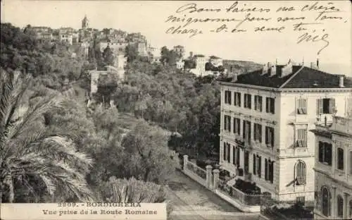 Ak Bordighera Liguria, Vue prise de la Route Romaine