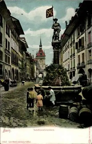 Ak Bern Stadt Schweiz, Schützenbrunnen