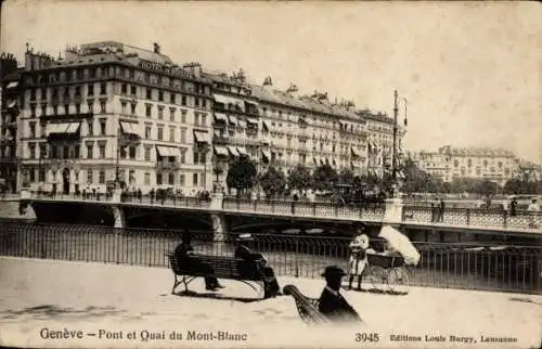 Ak Genève Genf Schweiz, Pont et Quai du Mont Blanc