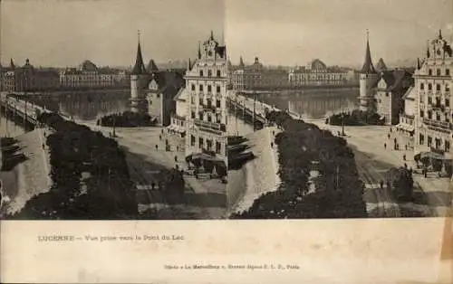 Stereo Ak Luzern Stadt Schweiz, Vue prise vers le Pont du Lac