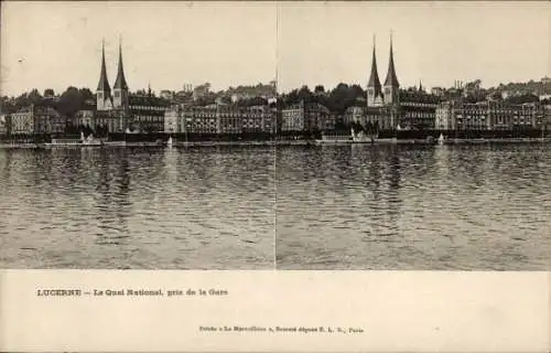 Stereo Ak Luzern Stadt Schweiz, Quai National, pris de la Gare