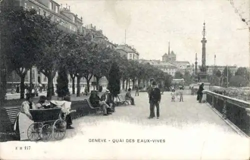 Ak Genève Genf Schweiz, Quai des Eaux Vives