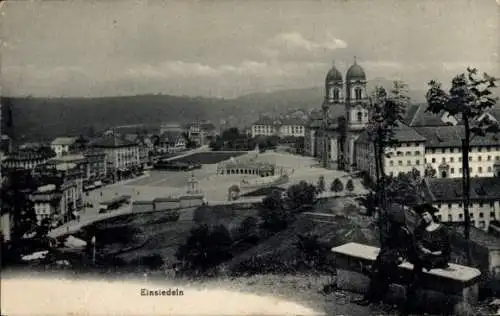 Ak Einsiedeln Kanton Schwyz Schweiz, Panorama, Kloster Einsiedeln