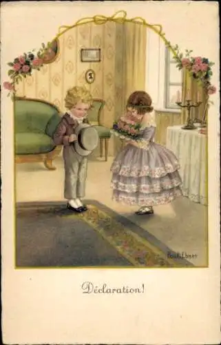 Künstler Ak Ebner, P., Kinder, Liebespaar, Geschenk