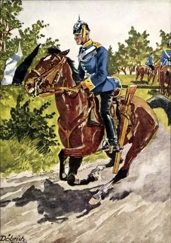 Künstler Ak Döbrich-Steglitz, 2. Hannoversches Dragoner Regiment Nr. 16