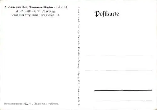 Künstler Ak Döbrich-Steglitz, 2. Hannoversches Dragoner Regiment Nr. 16