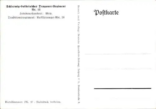 Künstler Ak Merté, Oskar, Schleswig-Holsteinisches Dragoner-Regiment Nr. 13