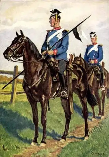 Künstler Ak Merte, Ulanen Regiment Großherzog Friedrich von Baden Nr 7