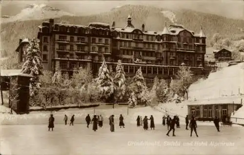 Ak Grindelwald Kanton Bern, Eisfeld, Hotel Alpenruhe