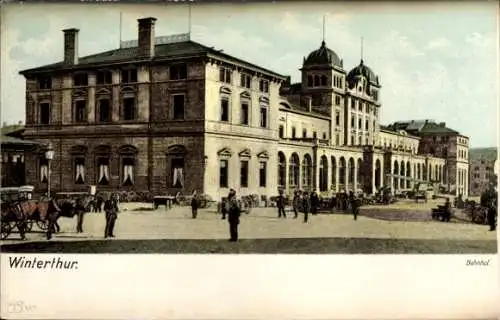 Ak Winterthur Kanton Zürich, Teil am Bahnhof