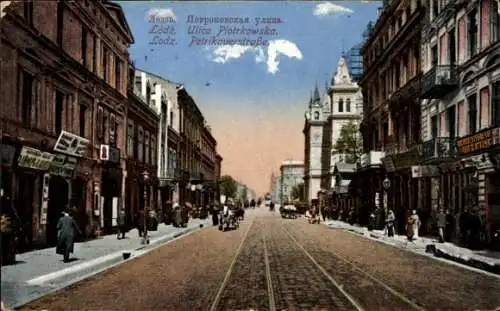 Ak Lodz Lodsch Polen, Blick in die Petrikauerstraße, Ulica Piotrkowska