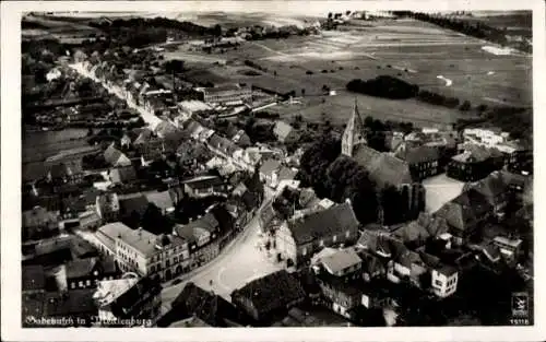 Ak Gadebusch in Mecklenburg, Fliegeraufnahme vom Ort, Kirche, Klinke 15118