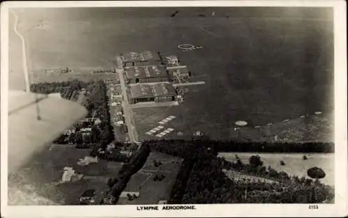 Ak Lympne Kent England, Flughafen Lympne, Luftbild