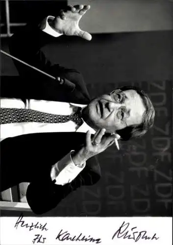 Ak Schauspieler, Karlheinz, Portrait, Autogramm, Zigarette, Mikrofon