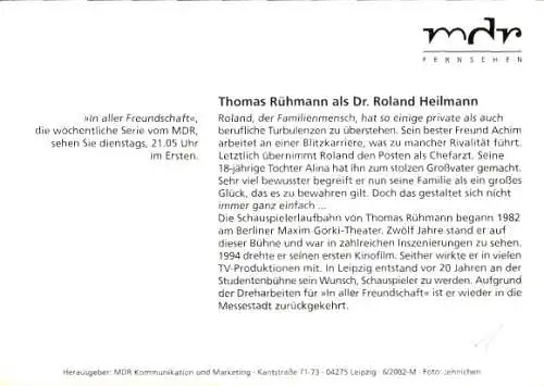 Ak Schauspieler Thomas Rührmann, Portrait, Autogramm, Serie in aller Freundschaft, Dr. Heilmann