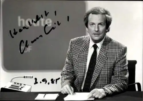 Ak Schauspieler Claus Seibel, Portrait, Autogramm, Nachrichtensendung Heute, ZDF