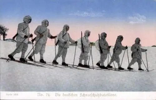 Ak Die deutschen Schneeschuhbataillone, Alpenkorps, Ski