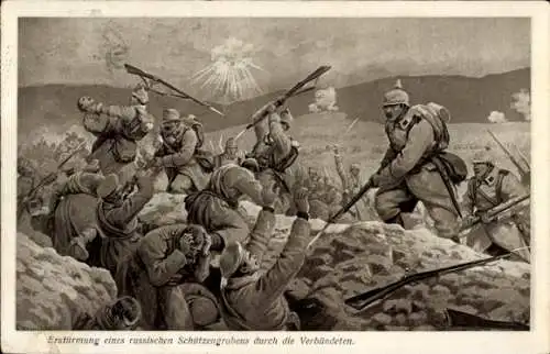 Ak Erstürmung eines russischen Schützengrabens durch die Verbündeten, Kuk Armee, 1. WK