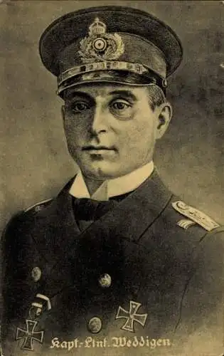 Künstler Ak Kapitänleutnant Otto Weddigen, Kommandant U 9, Kaiserliche Marine