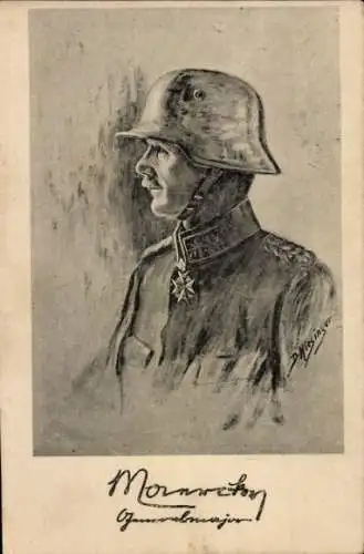 Künstler Ak Hiesinger, D., Generalmajor Georg Maercker in Uniform, Orden, Stahlhelm