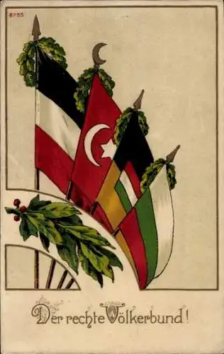 Ak Der rechte Völkerbund, Kaiserreich, Osmanisches Reich, Österreich-Ungarn, Bulgarien