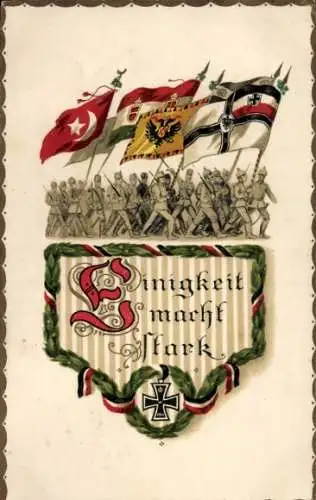 Ak Einigkeit macht stark, Kaiserreich, Osmanisches Reich, Österreich-Ungarn, Bulgarien