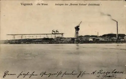 Ak Vegesack Hansestadt Bremen, Anlagen des Bremer Vulcan, Schiffbau