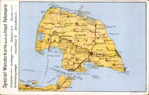 Ak Insel Fehmarn Ostholstein, Spezial-Wanderkarte