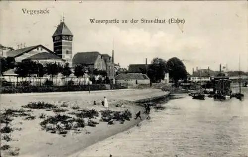 Ak Vegesack Hansestadt Bremen, Weserpartie an der Strandlust, Ebbe