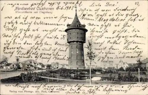 Ak Nordseebad Cuxhaven, Ortspartie, Wasserturm