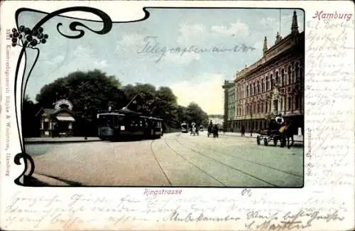 Ak Hamburg Wandsbek Rahlstedt, Ringstraße mit Straßenbahn