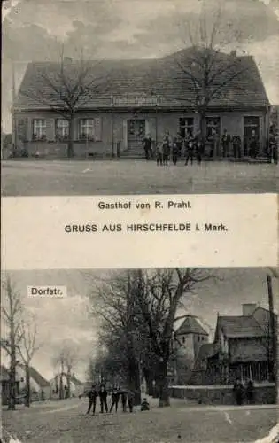 Ak Hirschfelde Werneuchen im Kreis Barnim, Gasthof von R. Prahl, Dorfstraße