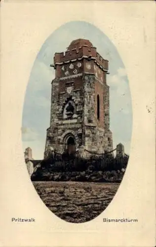 Präge Passepartout Ak Pritzwalk in der Prignitz, Bismarckturm