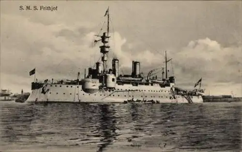 Ak Deutsches Kriegsschiff, SMS Frithjof, Küstenpanzerschiff