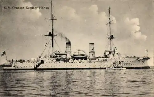 Ak Deutsches Kriegsschiff, SMS Hansa, Großer Kreuzer, Kaiserliche Marine