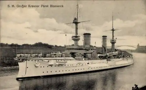 Ak Deutsches Kriegsschiff, SMS Fürst Bismarck, Großer Kreuzer