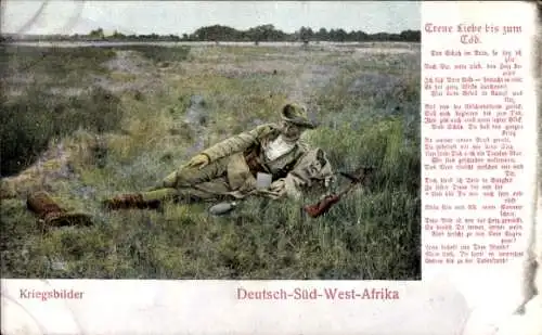 Ak Deutsch-Süd-Wst-Afrika, Treue Liebe bis zum Tod, Soldat