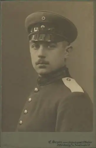 Kabinett Foto Altenburg in Thüringen, Deutscher Soldat in Uniform, Portrait