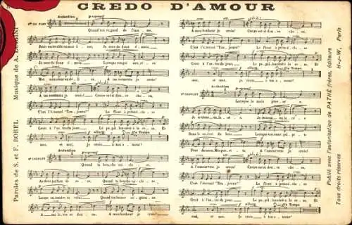 Lied Ak Credo d'Amour, F. Borel