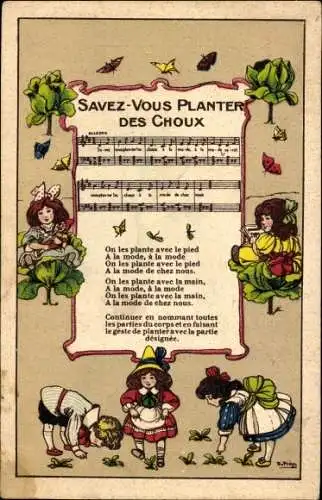 Lied Ak Savez Vous Planter des Choux, Kinderlied
