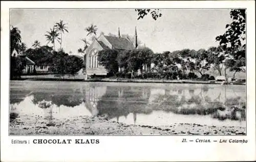 Ak Ceylon Sri Lanka, Lac Colombo, Chocolat Klaus